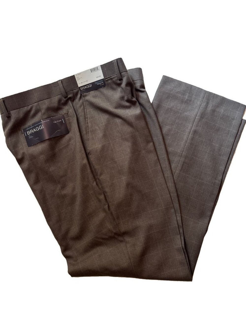 braggi by louis raphael Brown Plaid Dress Pants Size 38 X 32 NWT
